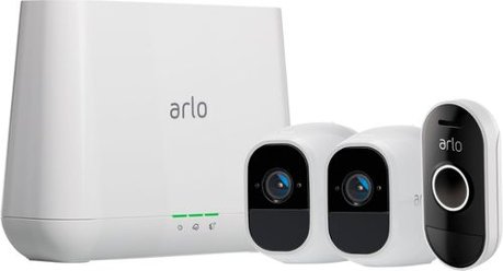Arlo - Pro 2 Indoor/Outdoor 1080p Wi-Fi Wire-Free Security Camera (2-Pack) with Audio Doorbell - Larger Front