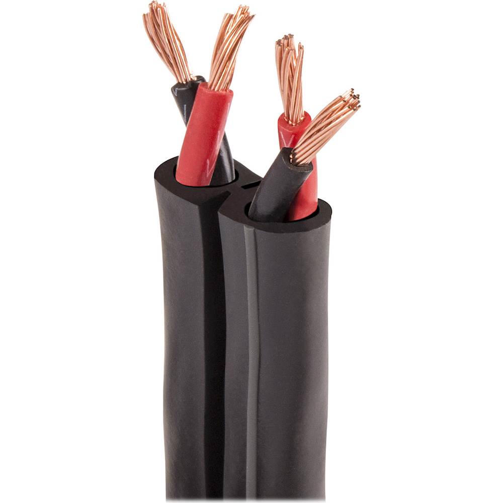 Left View: AudioQuest - Rocket 33 8' Single Bi-Wire Speaker Cable, Silver Banana Connectors - Red/Black