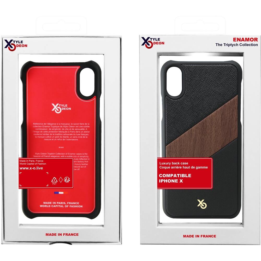 enamor triptych collection new york case for apple iphone x - black/brown enamor triptych collection new york case for apple iphone x - black/brown