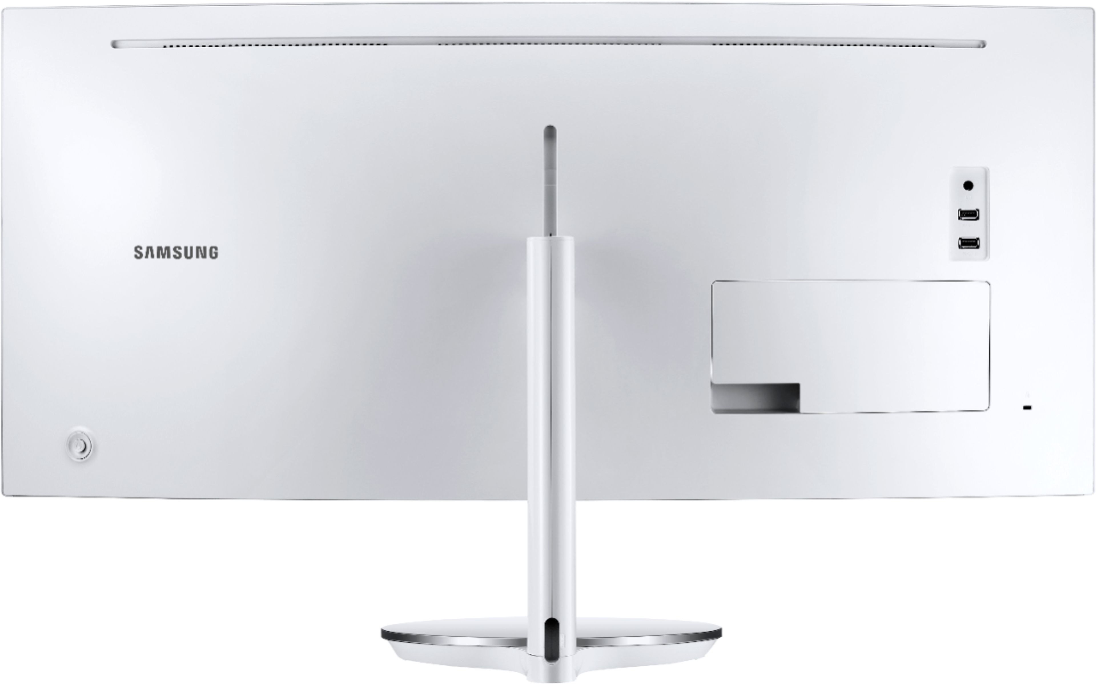 Back View: Samsung - 34" LED Curved QHD FreeSync Monitor (DVI, DisplayPort, HDMI, USB) - White/Silver