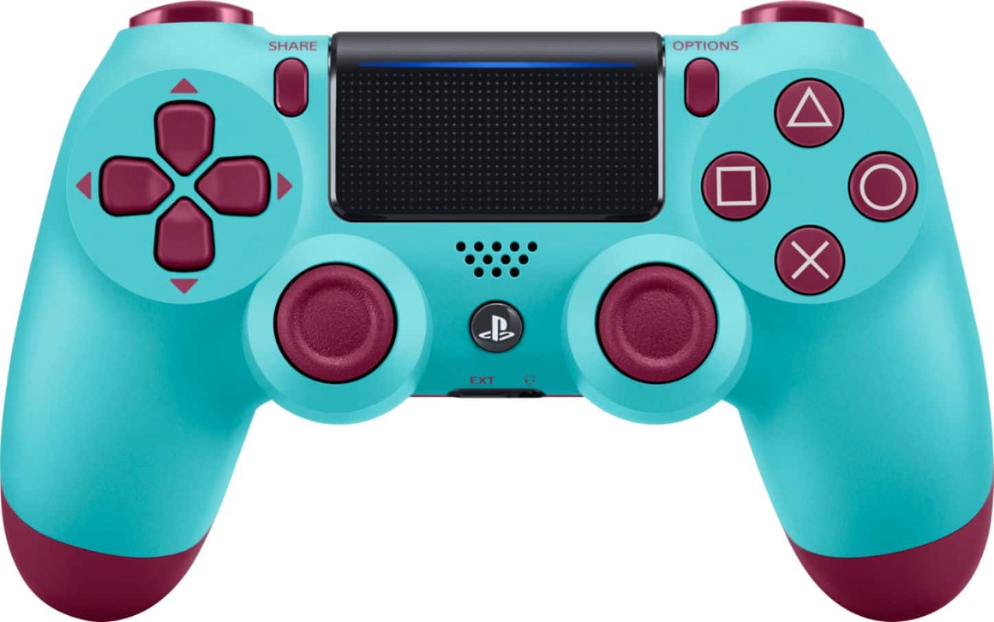 Front. Sony - DualShock 4 Wireless Controller for Sony PlayStation 4 - Berry Blue.