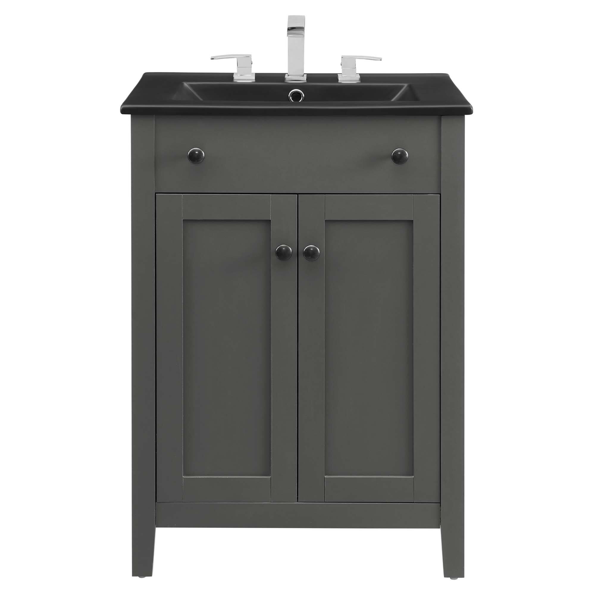 Alt View 4. Modway - Nantucket Bathroom Vanity Basin Included - Gray Black.