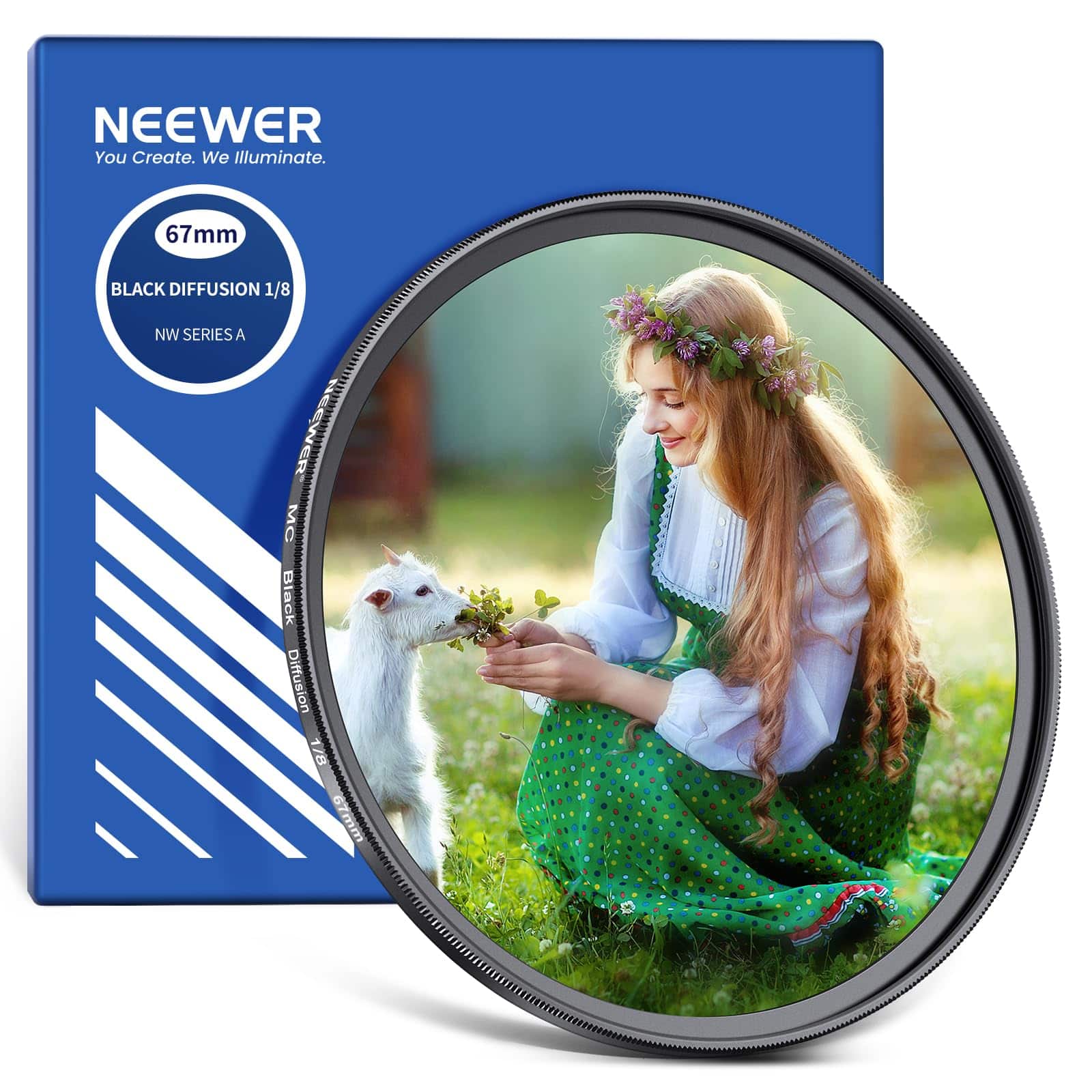 Neewer - 67mm Diffusion 1/8 Filter - Creates Soft Dreamy Cinematic Effect for Video & Portrait