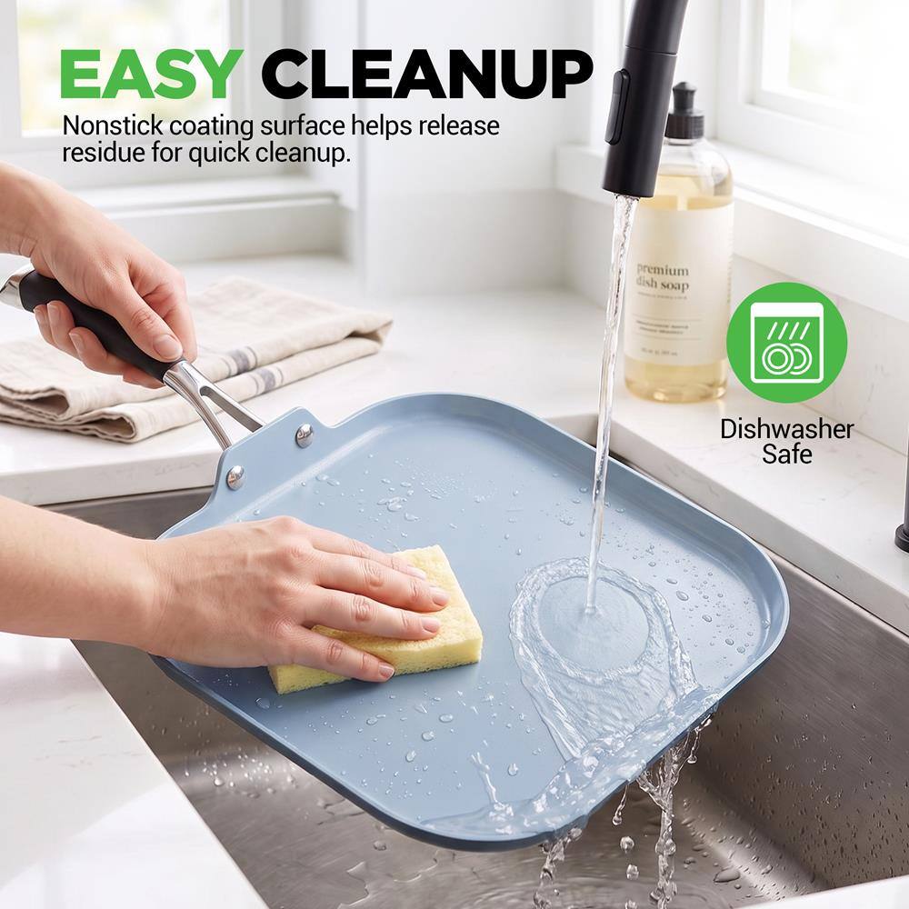 EASY CLEANUP  
Nonstick coating surface helps release residue for quick cleanup.  
premium dish soap  
Dishwasher Safe