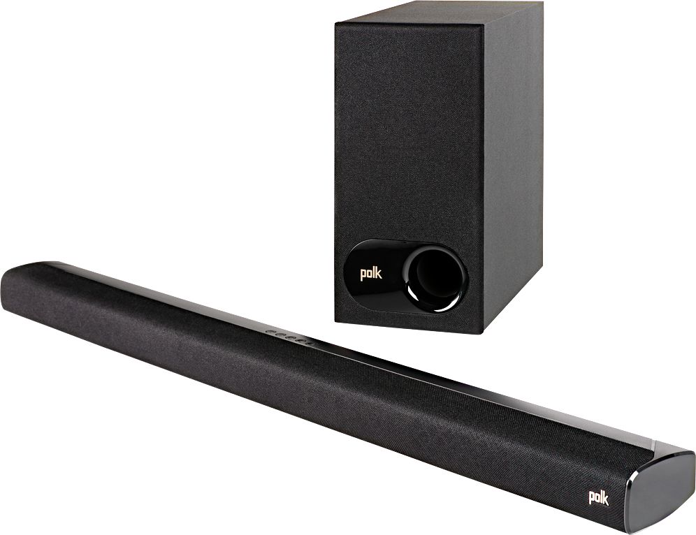 Left View: Polk Audio - Signa S2 2.1 Ch Ultra-Slim Soundbar with Wireless Subwoofer and Dolby Digital - Black