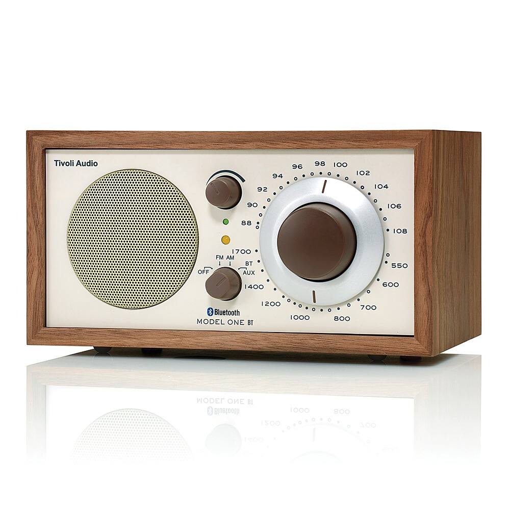 Angle. Tivoli Audio - Model One Bluetooth Shelf Speaker with Wood Finish - Walnut/Beige.