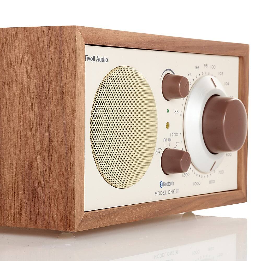 Left. Tivoli Audio - Model One Bluetooth Shelf Speaker with Wood Finish - Walnut/Beige.