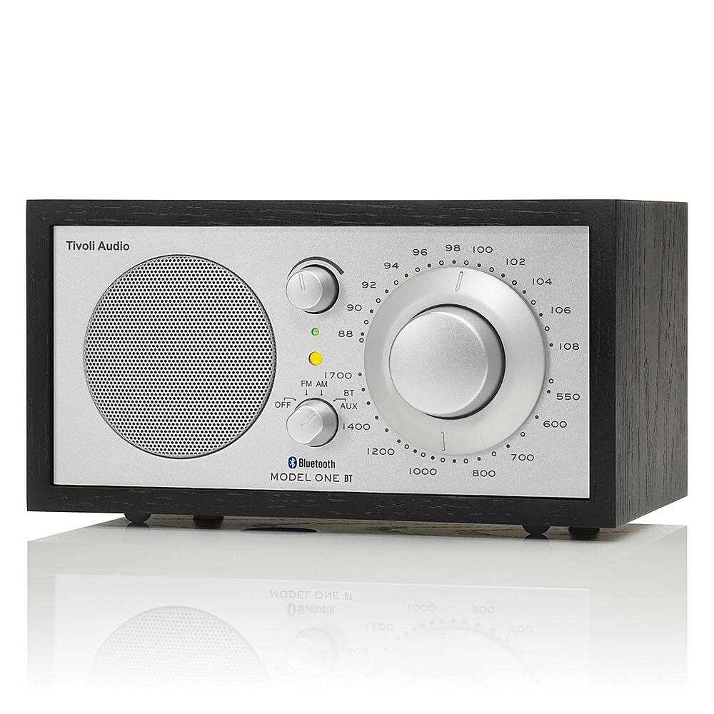 Angle. Tivoli Audio - Model One Bluetooth Shelf Speaker with Wood Finish - Black Ash/Silver.