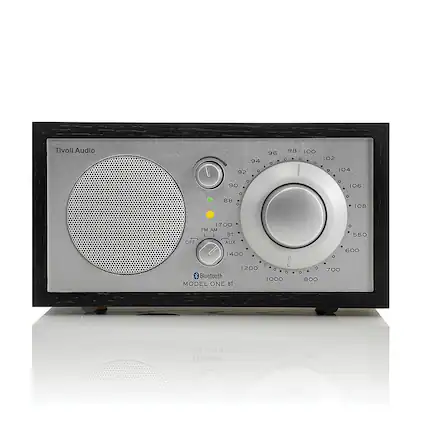 Front. Tivoli Audio - Model One Bluetooth Shelf Speaker with Wood Finish - Black Ash/Silver.