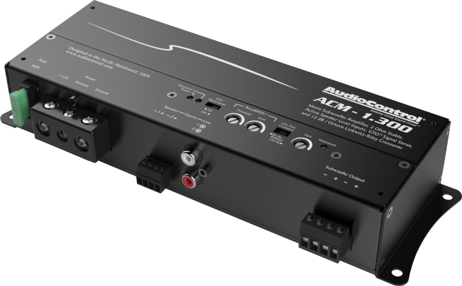 Left View: Hifonics - ALPHA 2000W Class D Digital Mono Amplifier with Variable Low-Pass Crossover - Black