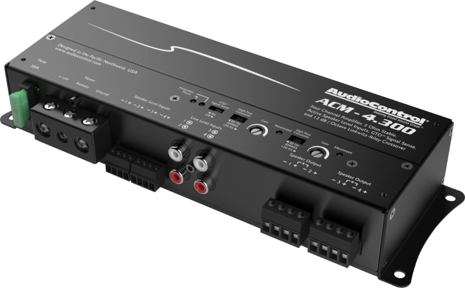 Left View: AudioControl - 300W 4-Channel Class D Micro Amplifier - Black