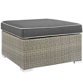 Repose Outdoor Patio Upholstered Fabric Ottoman by Modway - Light Gray Charcoal
