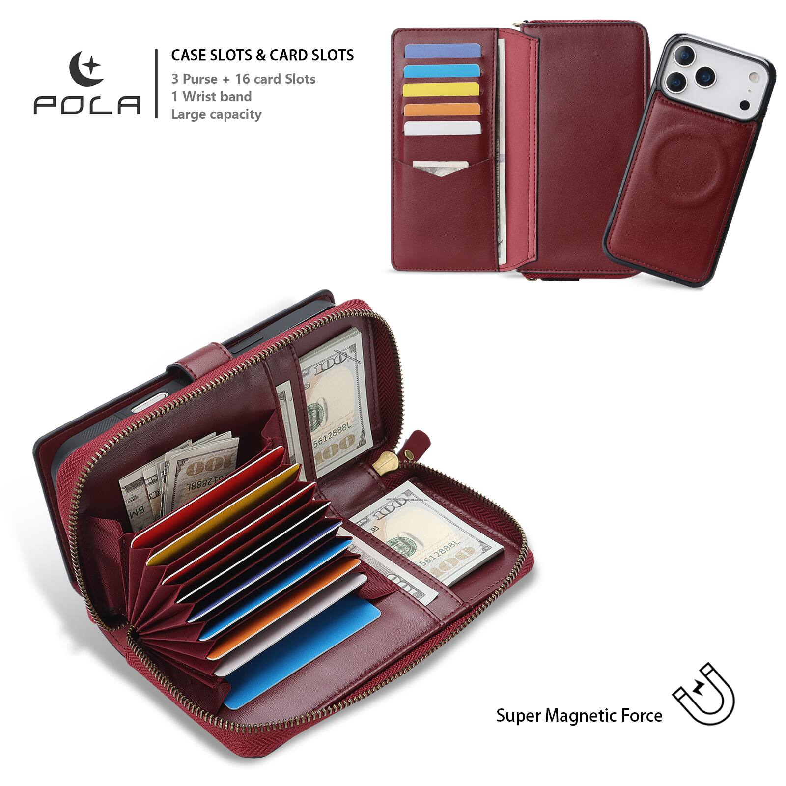 Dteck RFID Leather Wallet Phone Case for Apple iPhone 17 Pro Max ...