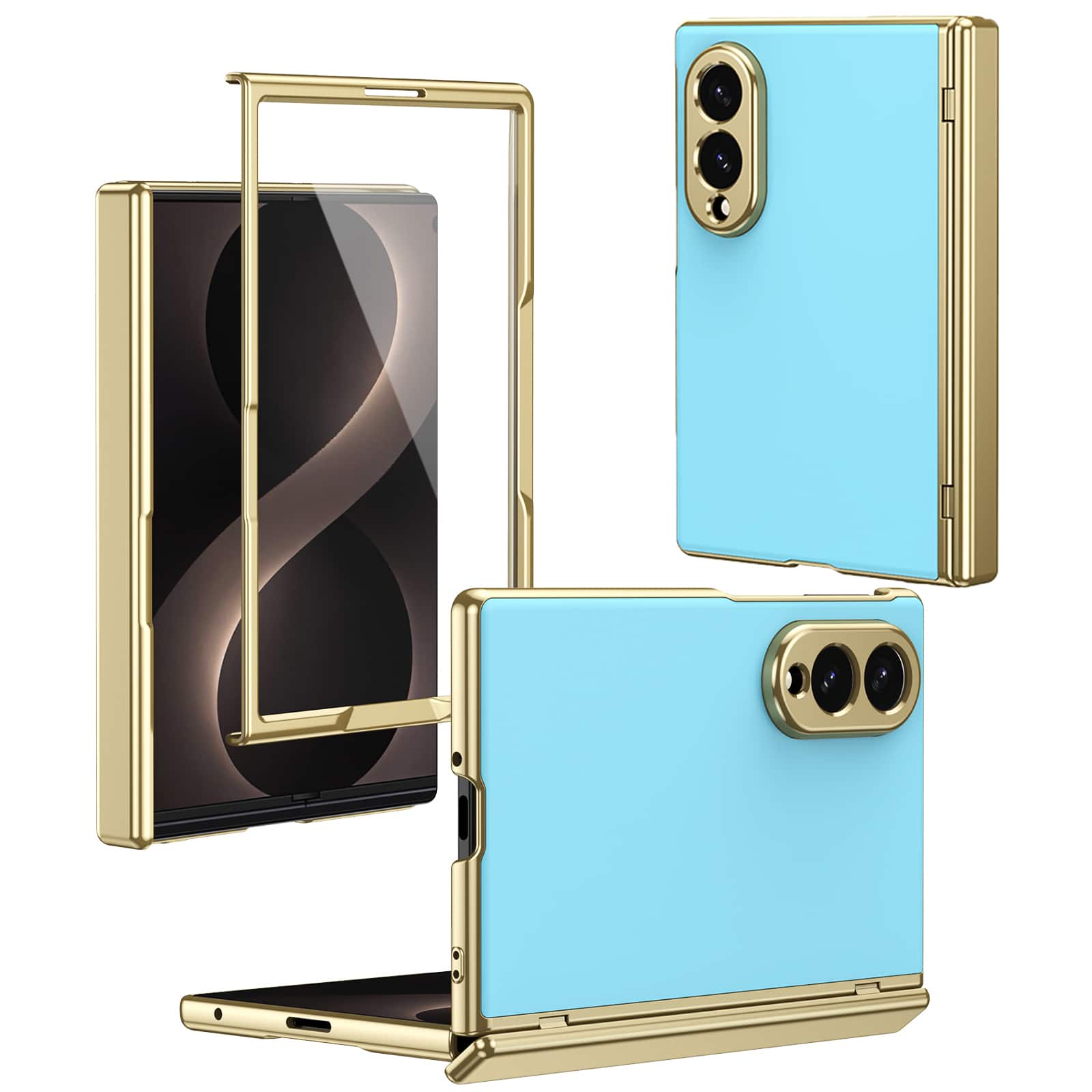 Dteck - for Samsung Galaxy Z Fold8 Matte Case with Built-in Screen Protector Hinge Protection Shock-absorbent Hard PC Cover - Iceblue price history on PriceWatchPro