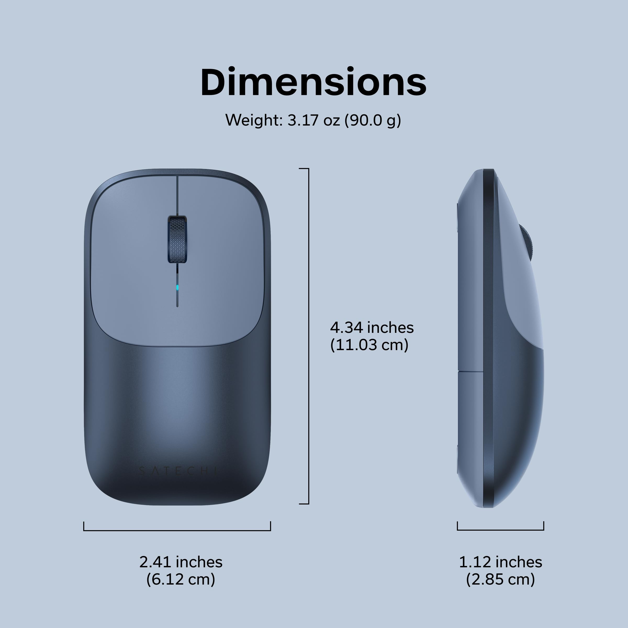 Dimensions

Weight: 3.17 oz (90.0 g)

4.34 inches (11.03 cm)

2.41 inches (6.12 cm)

1.12 inches (2.85 cm)