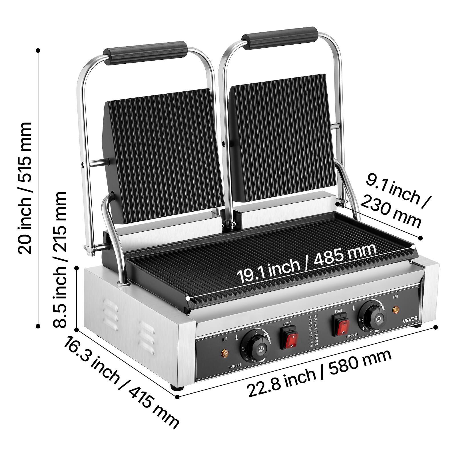 mm 515 / inch 20  
mm / 215 inch 8.5 16.3 inch I 415 mm  
9.1 inch 230 I mm 485 mm inch | 19.1  
FORE 5 A VEVOR POWER HAT  
********** TOPACK BARKER 580 mm 22.8 inch