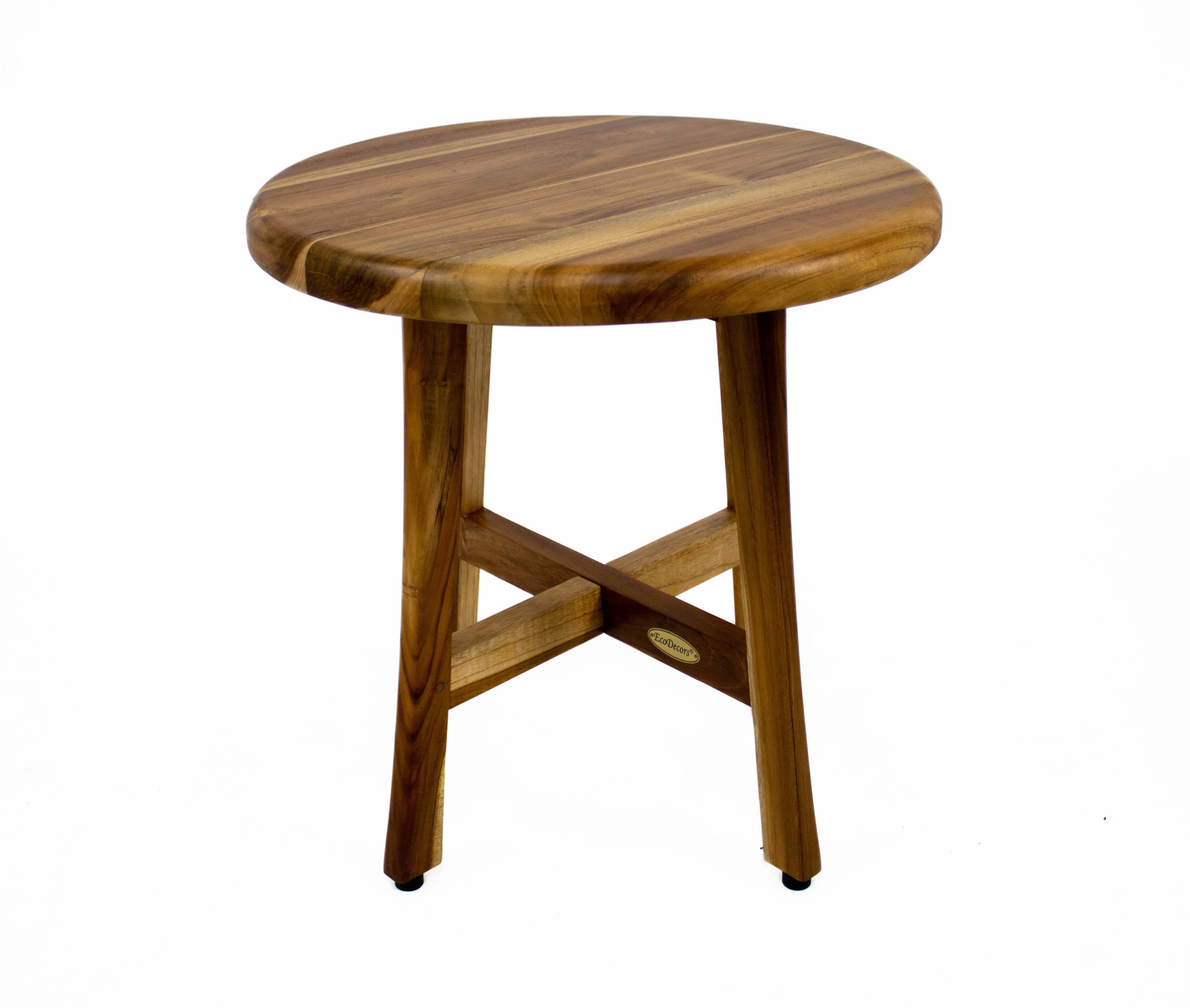 Front. EcoDecors - EcoDecors Shoji 18" Teak Wood Round Shower Seat or Side Table - EarthyTeak.