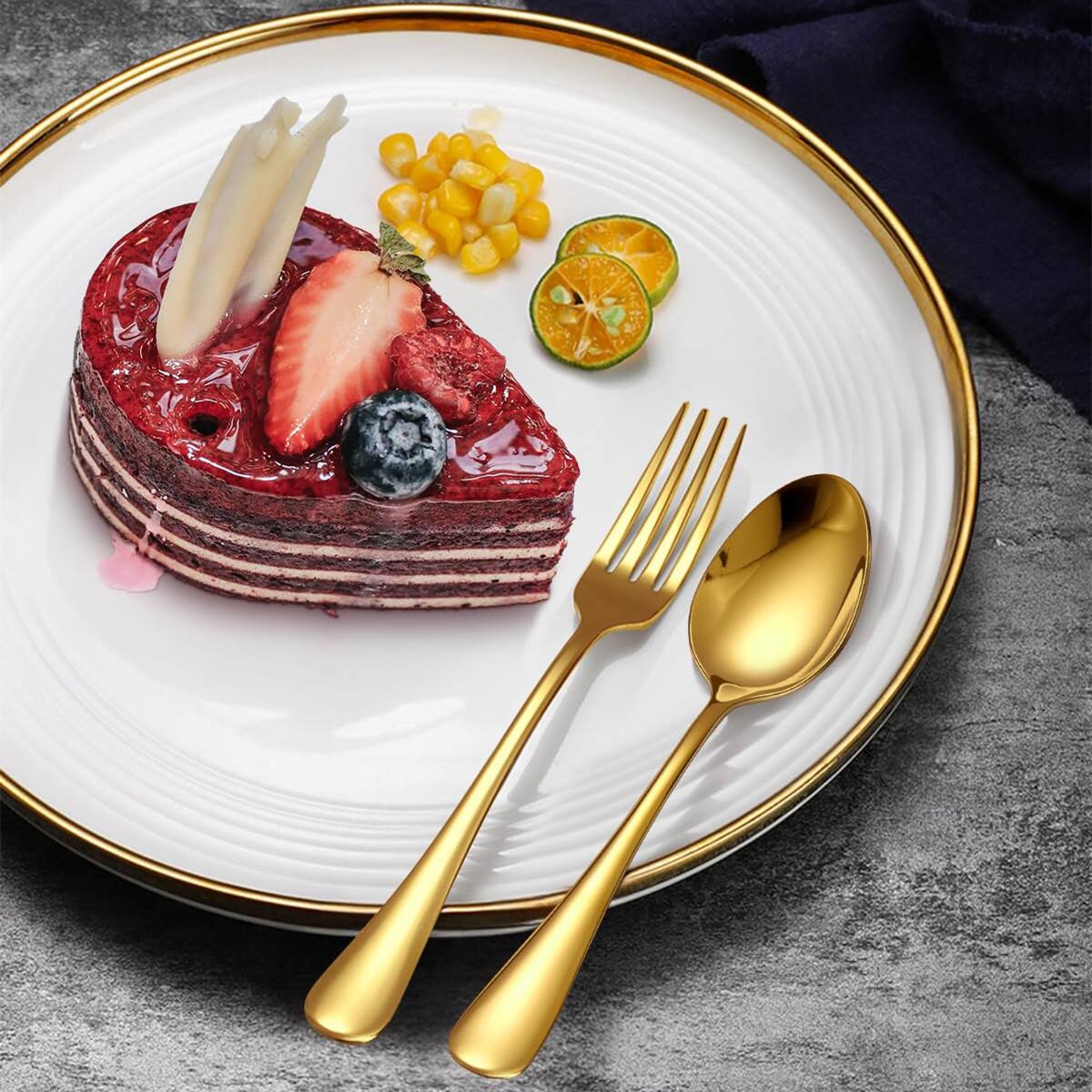 Alt View 1. Dazzed Corner - 60-Piece Gold Silverware Set, Stainless Steel Flatware Cutlery Set Service for 12 - NYTPXVQ.