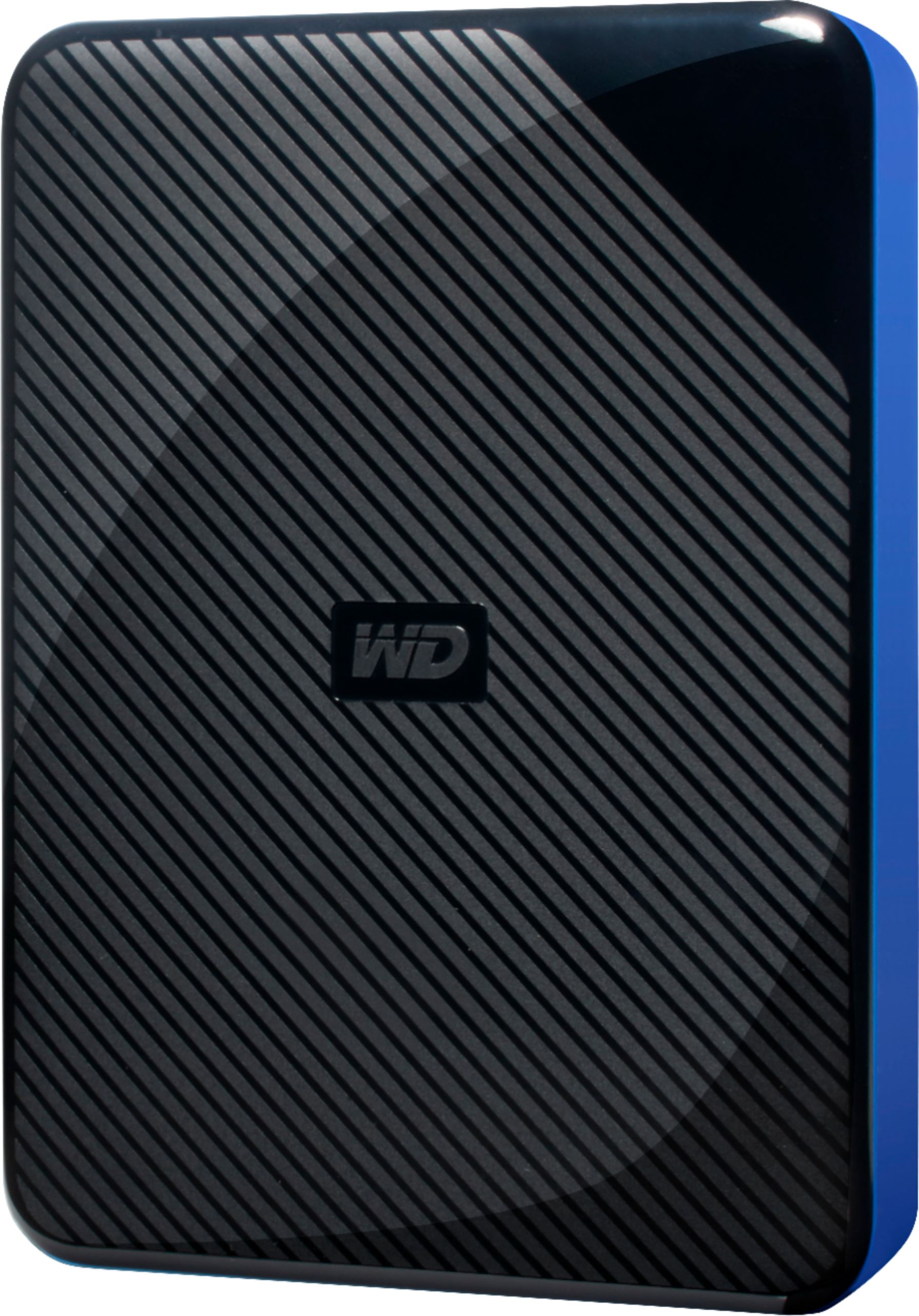 Left View: WD - My Passport Go 500GB External USB 3.0 Portable Solid State Drive - Black/Cobalt