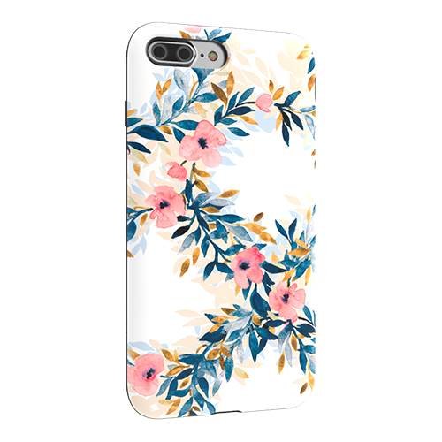 strongfit designers case for apple iphone 7 plus and 8 plus - fresh pink watercolor floral wreaths