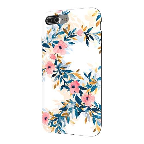 strongfit designers case for apple iphone 7 plus and 8 plus - fresh pink watercolor floral wreaths