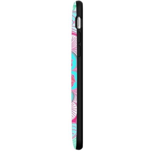 strongfit designers tropical doodle flower in pink & aqua by micklyn le feuvre case for apple iphone 7 - pink/blue
