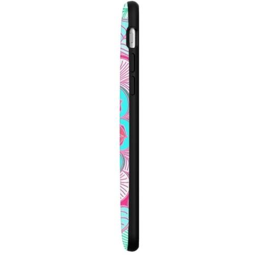 strongfit designers tropical doodle flower in pink & aqua by micklyn le feuvre case for apple iphone 7 - pink/blue