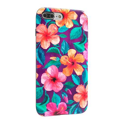 strongfit designers case for apple iphone 7 plus and 8 plus - bright hibiscus blooms in watercolor on purple strongfit designers case for apple iphone 7 plus and 8 plus - bright hibiscus blooms in watercolor on purple