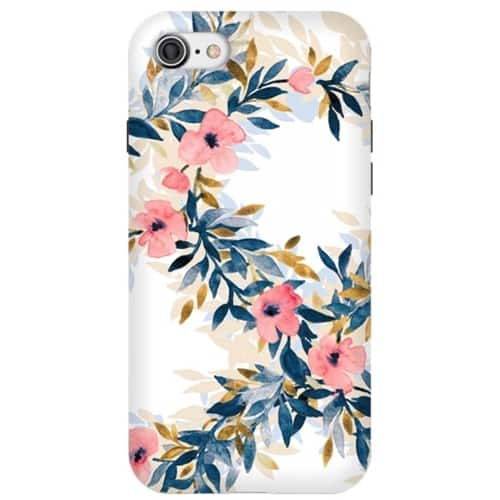 strongfit designers fresh pink watercolor floral wreaths by micklyn le feuvre case for apple iphone 7 - white/pink/brown/blue