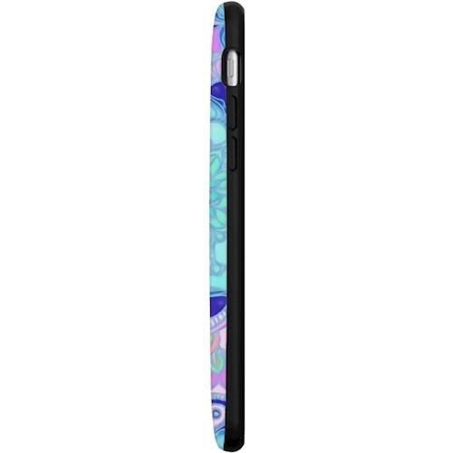 strongfit designers case for apple iphone 7 and 8 - cyan and purple stained glass floral mandalas