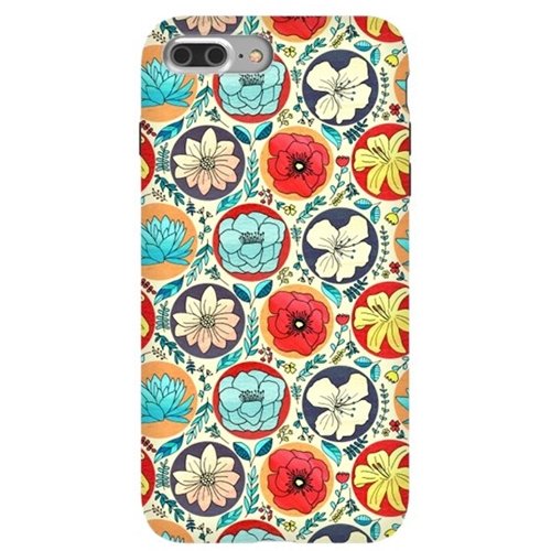 strongfit designers polka dot floral on cream by tigatiga case for apple iphone 7 plus - yellow/white/red/blue