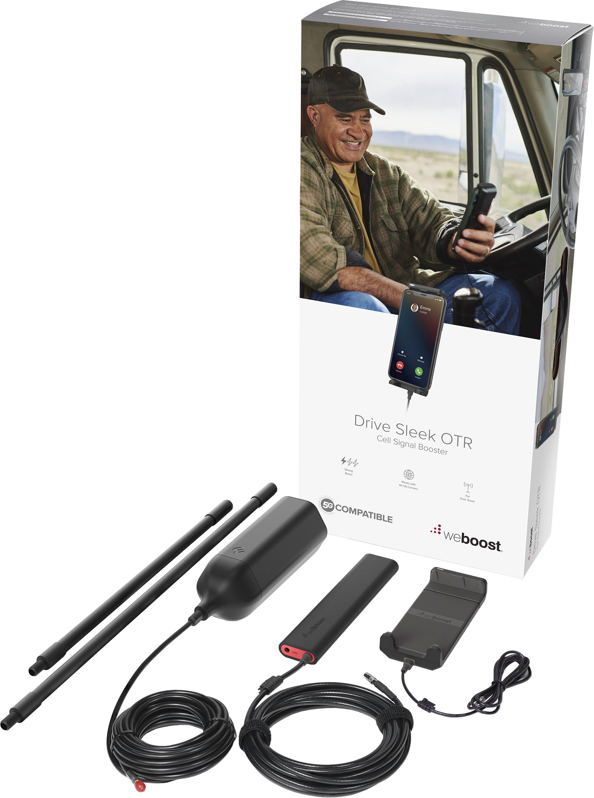 Angle View: weBoost - Drive Sleek OTR Vehicle Cell Phone Signal Booster Kit for Single User in Semi Trucks and Overland Vehicles