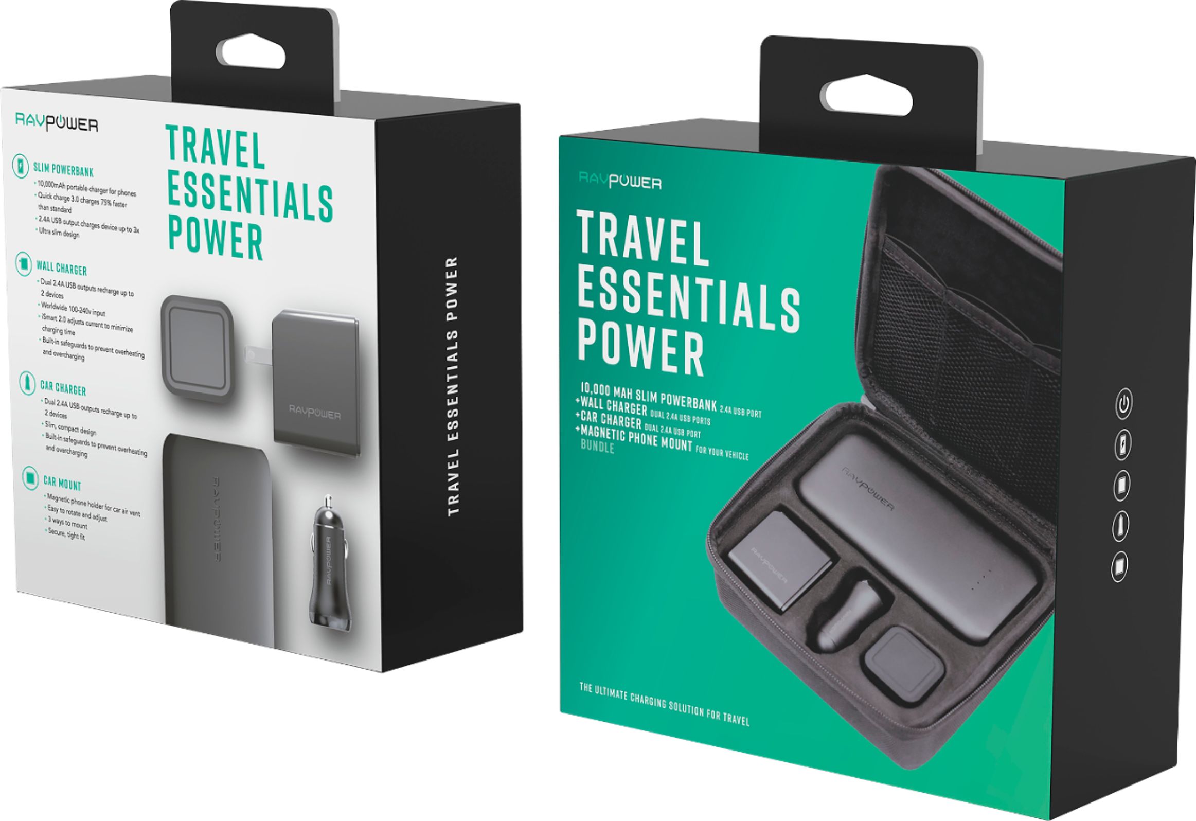 RAVPower Travel Essentials 10,000 mAh Portable Charger for Most Micro USB  Devices Black RP-PB162 - Best Buy