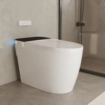 Front. TOTTE - Heated Smart Toilet with Auto Flush & Open/Close Lid, Adjustable Bidet, Warm Air Dryer, UV-Clean Nozzle - White.