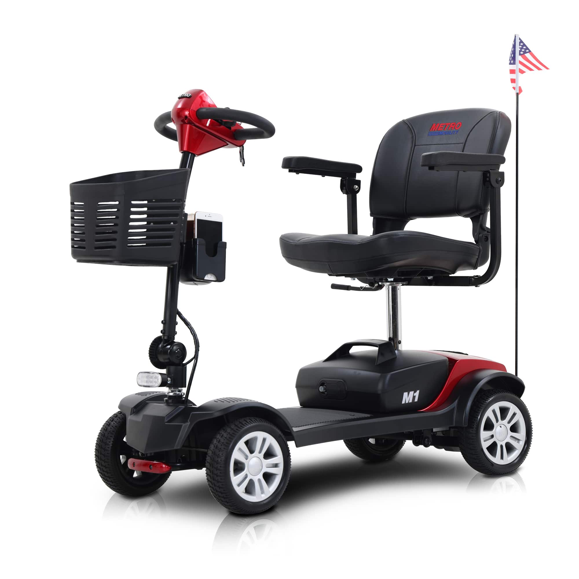 Loheer - Four Wheel Outdoor Compact Mobility Scooter Heavy Duty Adult Electric Scooter - Red