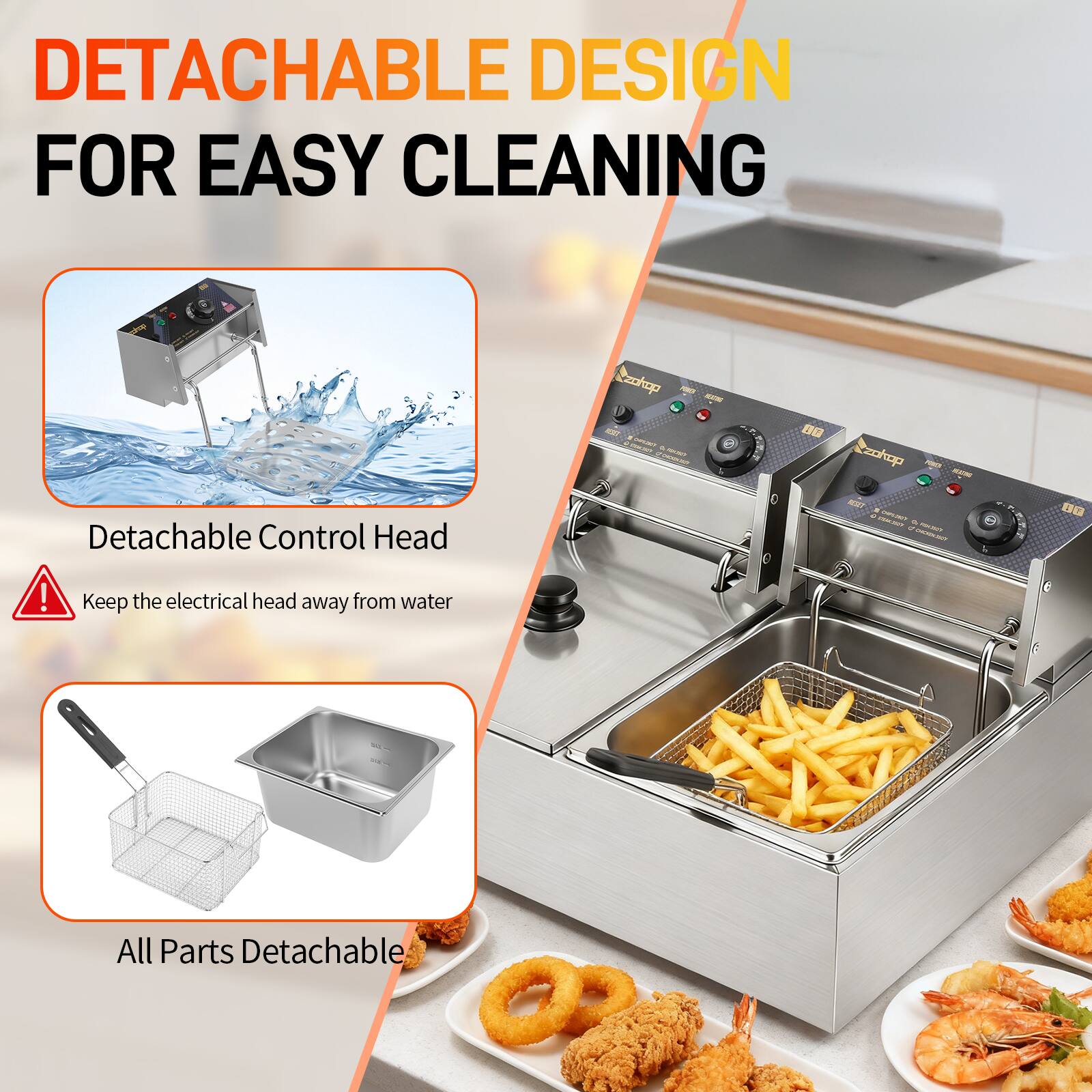DETACHABLE DESIGN FOR EASY CLEANING

- Detachable Control Head
- Keep the electrical head away from water
- All Parts Detachable