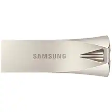 Front. Samsung - BAR Plus 128GB USB 3.1 Flash Drive - Champagne Silver.