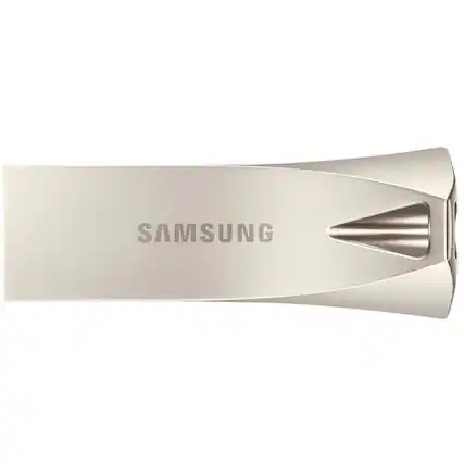 Front. Samsung - BAR Plus 128GB USB 3.1 Flash Drive - Champagne Silver.