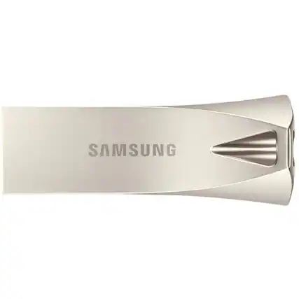 Front. Samsung - BAR Plus 64GB USB 3.1 Flash Drive - Champagne Silver.
