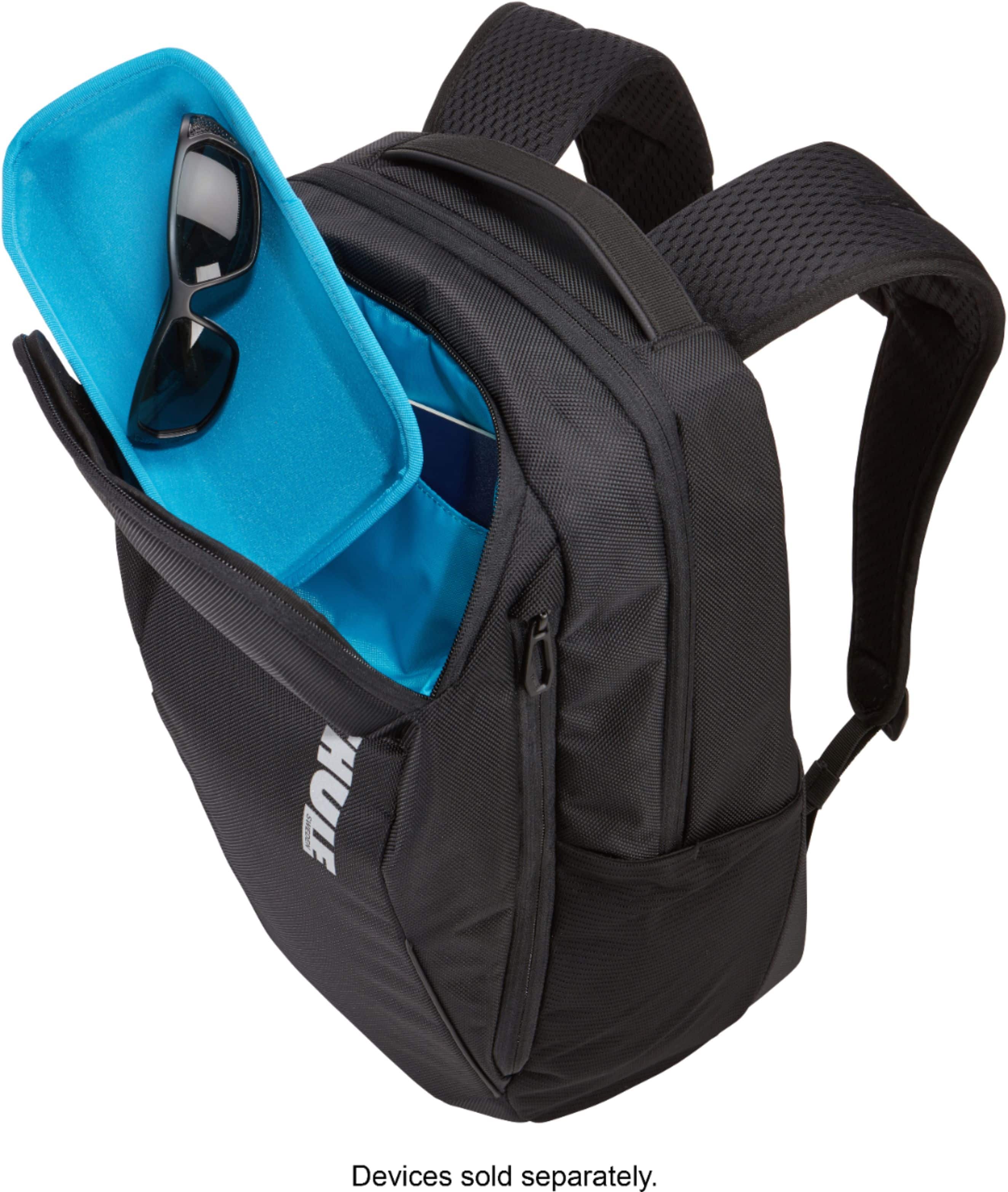 Alt View 12. Thule - Accent Backpack 23L Bundle for 15.6" Laptop w/ Subterra PowerShuttle, 10" Tablet Sleeve, SafeZone, & Water Bottle Holder - Black.