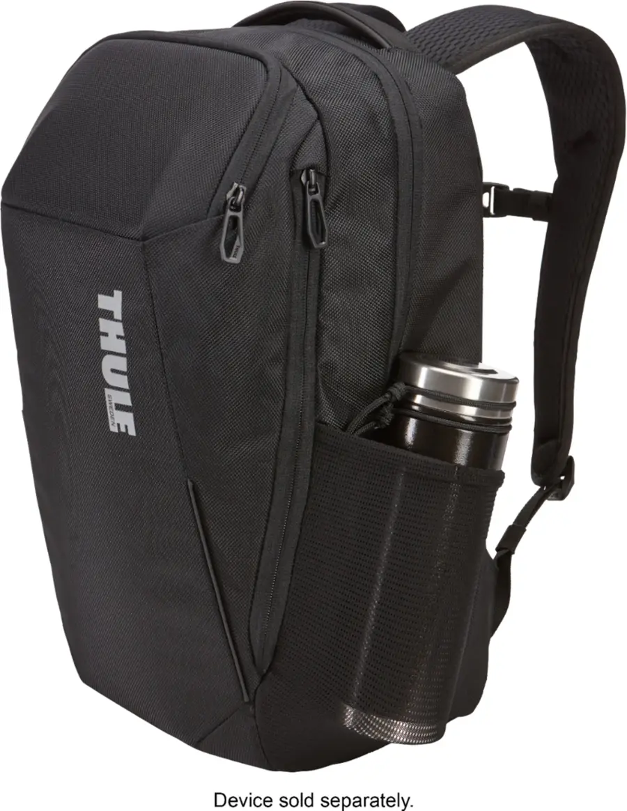 Alt View 14. Thule - Accent Backpack 23L Bundle for 15.6" Laptop w/ Subterra PowerShuttle, 10" Tablet Sleeve, SafeZone, & Water Bottle Holder - Black.