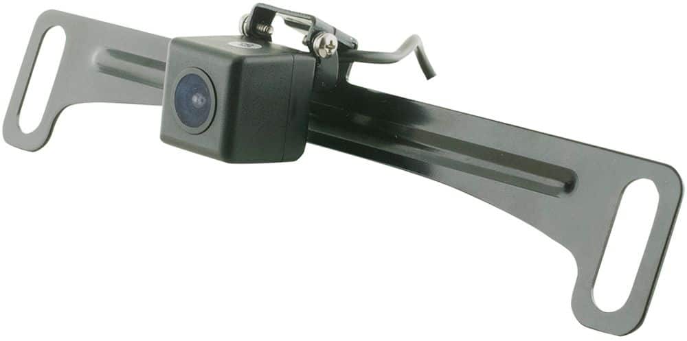 Left. EchoMaster - Universal License Plate Back-Up Camera with Dynamic Parking Lines - Black.