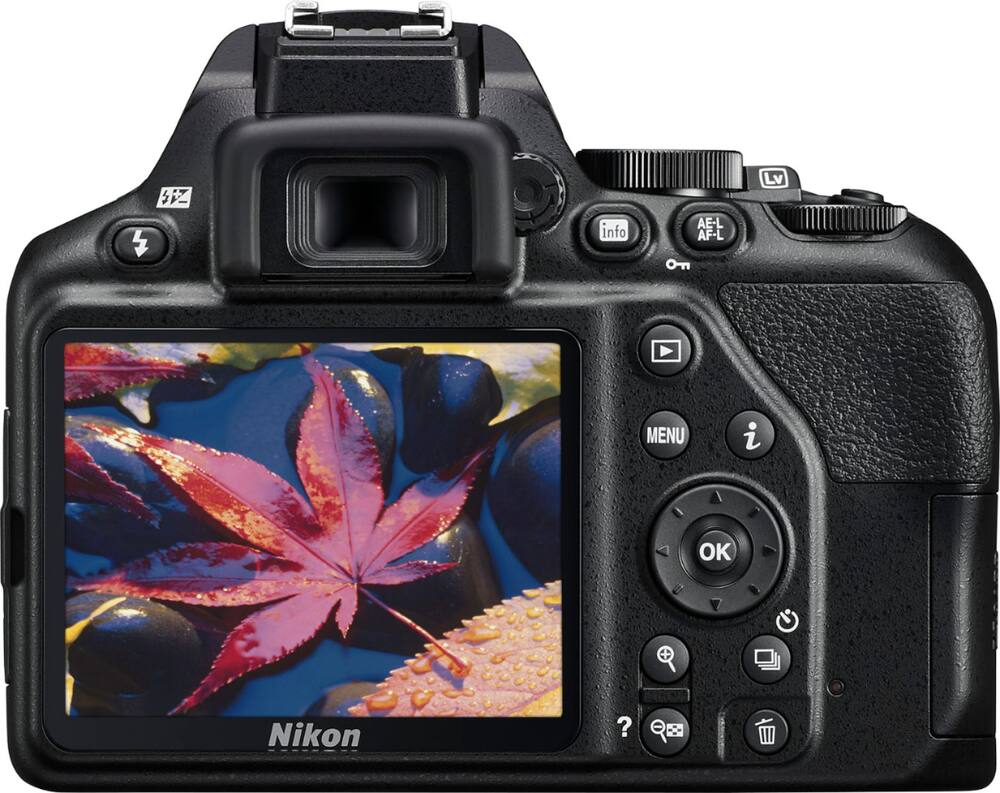 Zoom in on Back Zoom. Nikon - D3500 DSLR Video Two Lens Kit with AF-P DX NIKKOR 18-55mm f/3.5-5.6G VR & AF-P DX NIKKOR 70-300mm f/4.5-6.3G ED - Black.