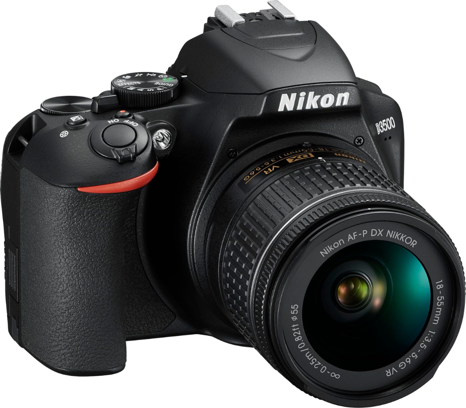 Angle View: Nikon - D3500 DSLR Video Two Lens Kit with AF-P DX NIKKOR 18-55mm f/3.5-5.6G VR & AF-P DX NIKKOR 70-300mm f/4.5-6.3G ED - Black