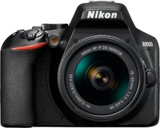 Nikon - D3500 DSLR Video Camera with AF-P DX NIKKOR 18-55mm f/3.5-5.6G VR Lens - Black - Front_Zoom