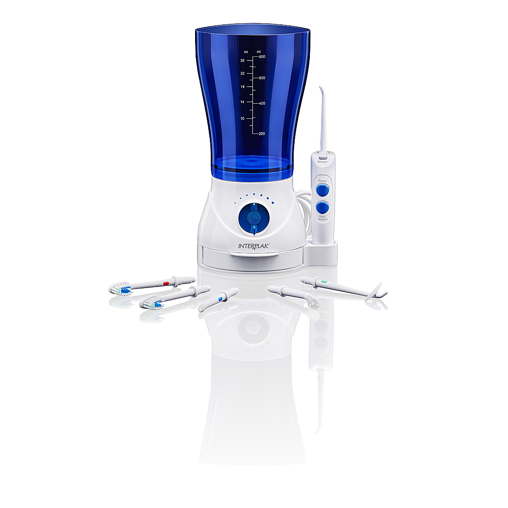 Angle View: Conair - Interplak All-in-One Sonic Water Flossing System - White/Blue