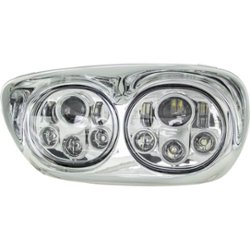 Heise - Dual 5.6" 9-LED Round Motorcycle Headlight - Silver - Front_Zoom