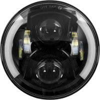 Heise - 7" Round 6-LED with Halo Motorcycle Headlight - Black - Front_Zoom