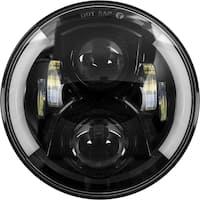 Heise - 7" Round 6-LED with Halo Motorcycle Headlight - Black - Front_Zoom