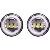 Heise - 4.5" 5-LED Motorcycle Auxiliary Headlight with Halo (2-Pack) - Black - Front_Zoom